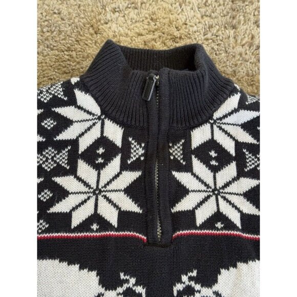 CHAPS Knit Sweater Winter Moose Snow Mock Neck 1/4 Zip Sz XXL Grandpa Core Cabin - Picture 4 of 6